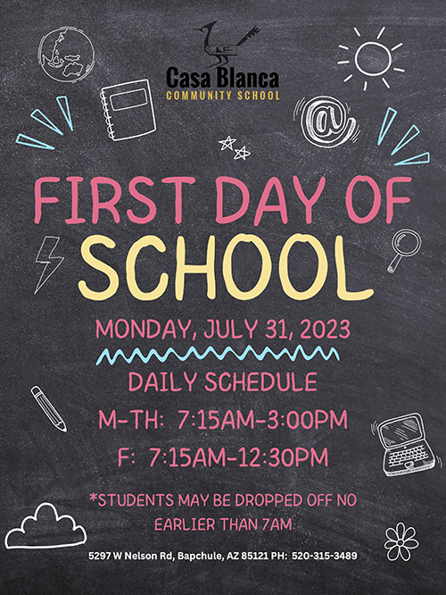 First Day of School flyer