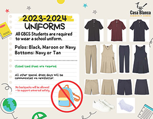 Image of acceptable school uniforms for 2023-2024 school year