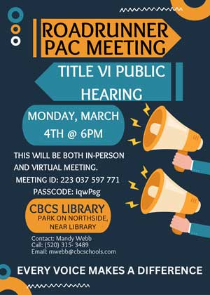 March 4, 2024 Roadrunner PAC Meeting Flyer