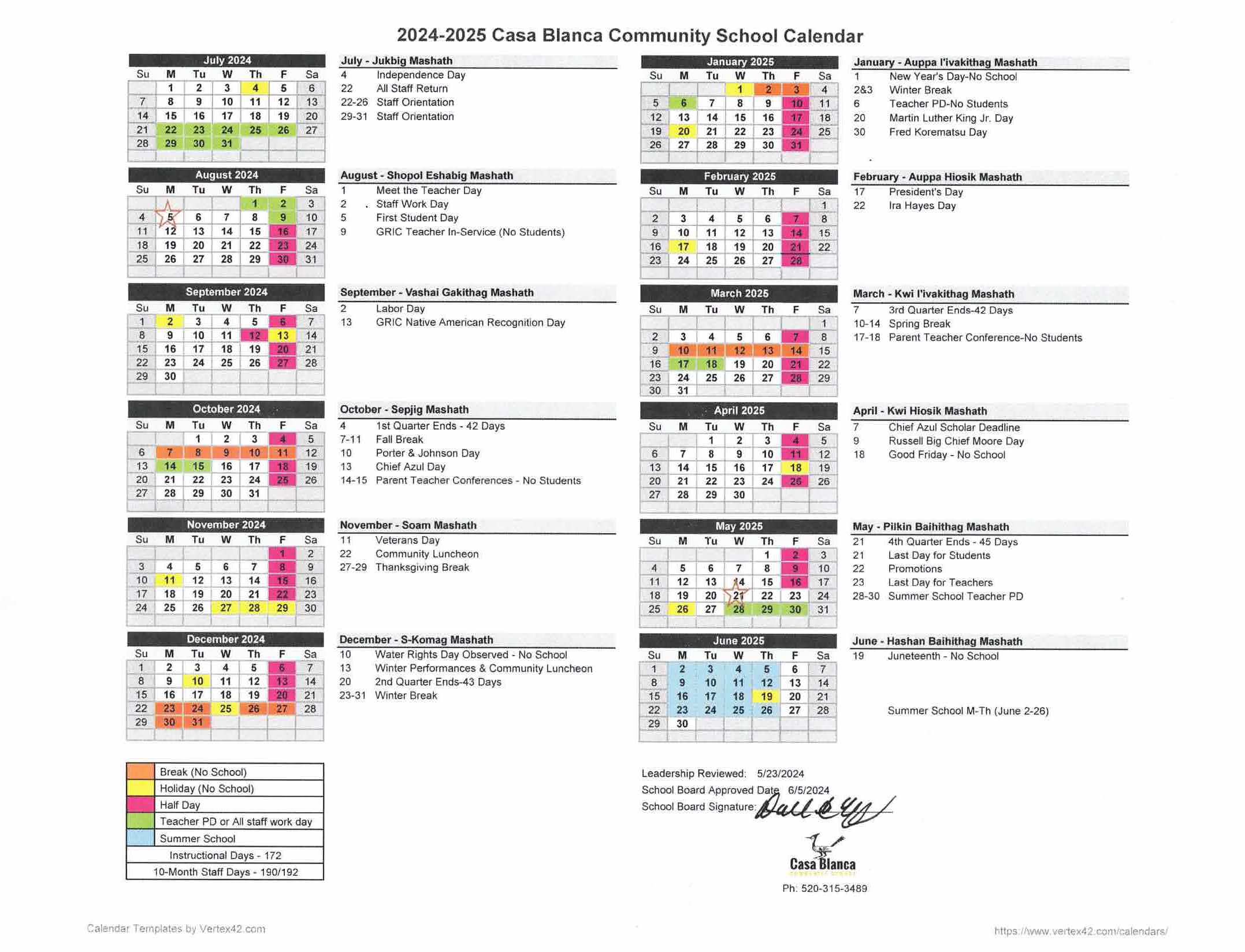 Annual Calendar