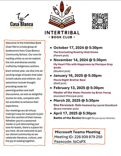 Intertribal Book Club schedule