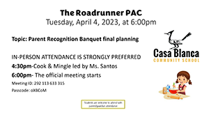 Roadrunner PAC April 4, 2023 Meeting Flyer