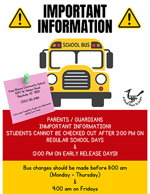 Student Checkout and Bus Changes Flyer